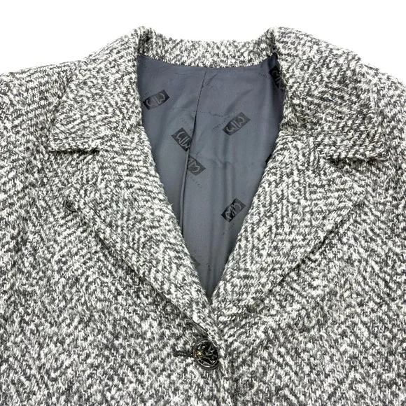 Italian Black and Gray Wool Women's Pea Coat, Size L - Picture 3 of 10